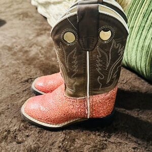 Brown and Pink Cowboy Boots